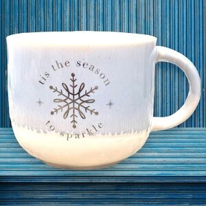 Place & Time Blue/White Glazed Ceramic Holiday 12 oz Mug